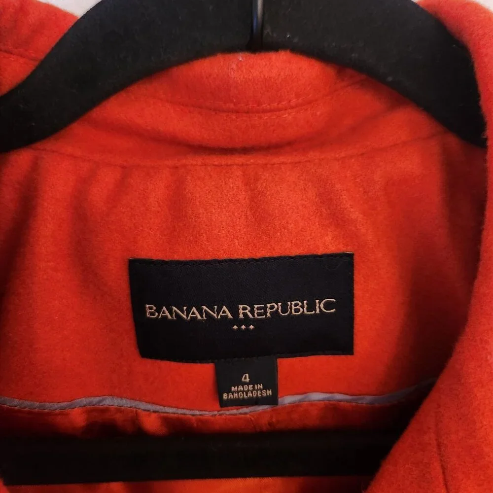 Banana Republic Wool Blend Orange Pea Coat Winter Jacket Career Women's 4